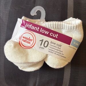 wonder nation Infant Low Cut Socks - Cream White (10 Pair)